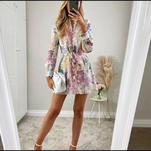 Zara multicolored floral print dress